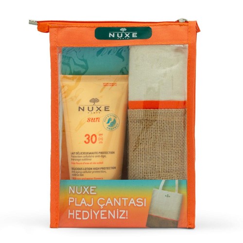 Nuxe Sun Güneş Koruyucu Yüz ve Vücut Sütü Spf 30 150ml Plaj Çantası Hediyeli Nuxe Sun Güneş Koruyucu Yüz ve Vücut Sütü Spf 30 150ml Plaj Çantası Hediyeli