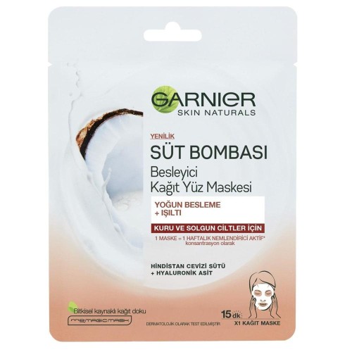 Garnier Süt Bombası Kağıt Yüz Maskesi Hindistan Cevizi Garnier Süt Bombası Kağıt Yüz Maskesi Hindistan Cevizi