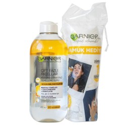 Garnier Çift Fazlı Micellar Su 400ml+Pamuk Hediye Garnier Çift Fazlı Micellar Su 400ml+Pamuk Hediye