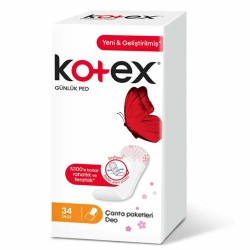 Kotex İnce Günlük Ped Deo Çanta Paketli 34 Adet Kotex İnce Günlük Ped Deo Çanta Paketli 34 Adet