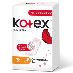 Kotex İnce Günlük Ped Deo Çanta Paketli 56 Adet Kotex İnce Günlük Ped Deo Çanta Paketli 56 Adet