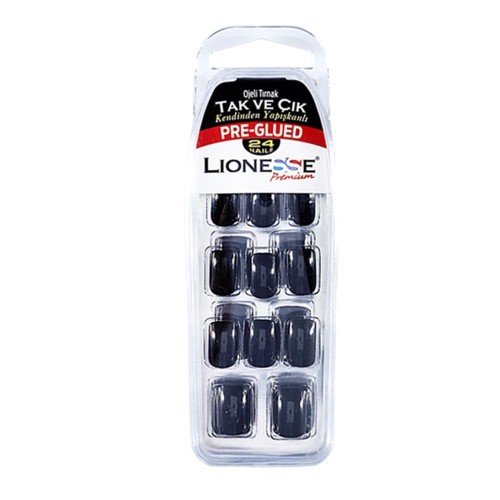 Lionesse Pre-Glued Takma Tırnak Siyah 4418 Lionesse Pre-Glued Takma Tırnak Siyah 4418