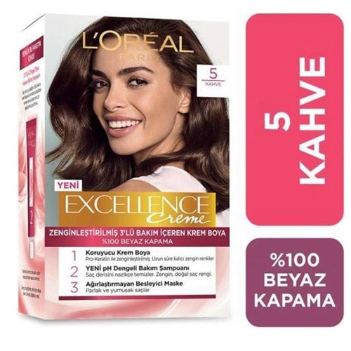 Loreal Paris Excellence Creme Saç Boyası 5 Kahve Loreal Paris Excellence Creme Saç Boyası 5 Kahve